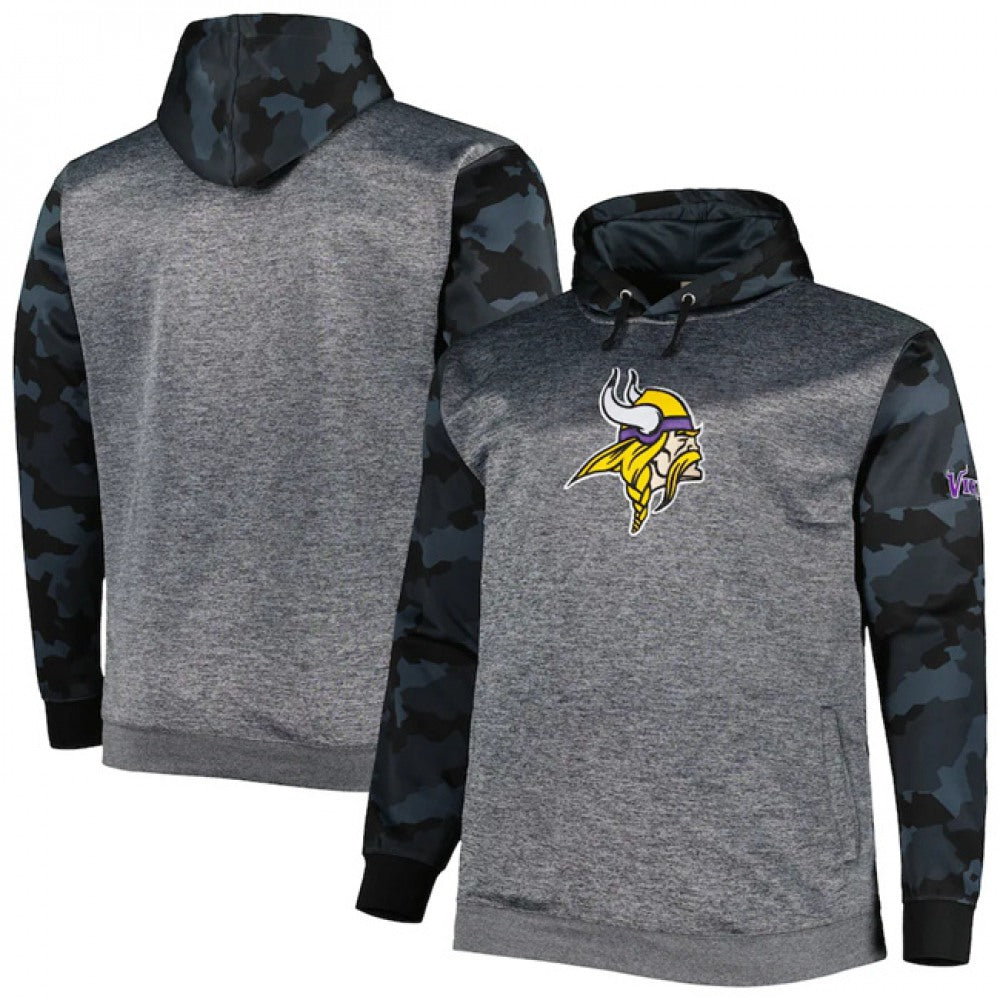 Men's Minnesota Vikings Heather Charcoal Big & Tall Camo Pullover Hoodie 