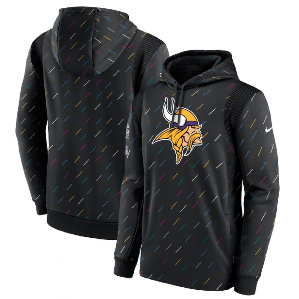 Men's Minnesota Vikings 2021 Charcoal Crucial Catch Therma Pullover Hoodie 