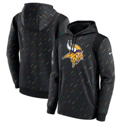 Men's Minnesota Vikings 2021 Charcoal Crucial Catch Therma Pullover Hoodie 