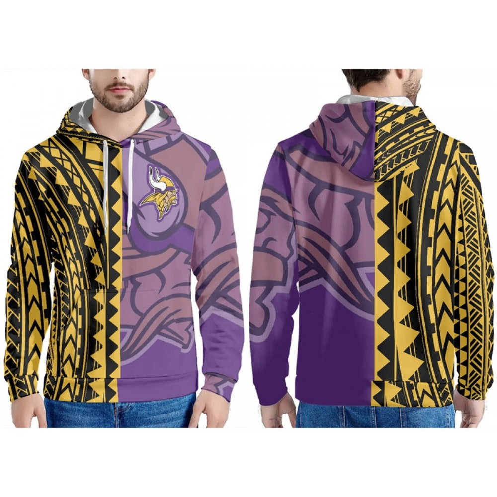 Men's Minnesota Vikings Gold/Black/Purple Pullover Hoodie 