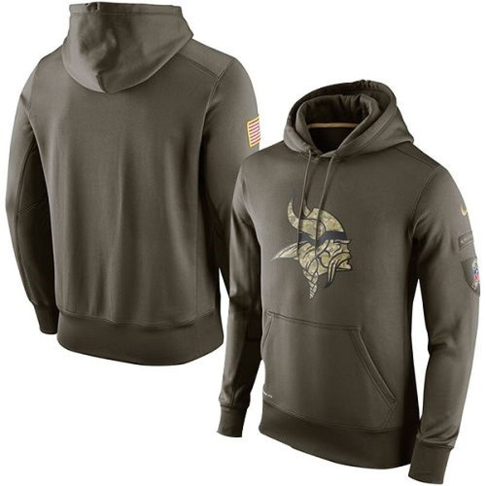 Men's Minnesota Vikings Olive Salute To Service KO Performance Hoodie 