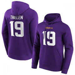 Men's Minnesota Vikings #19 Adam Thielen Purple Hoodie 