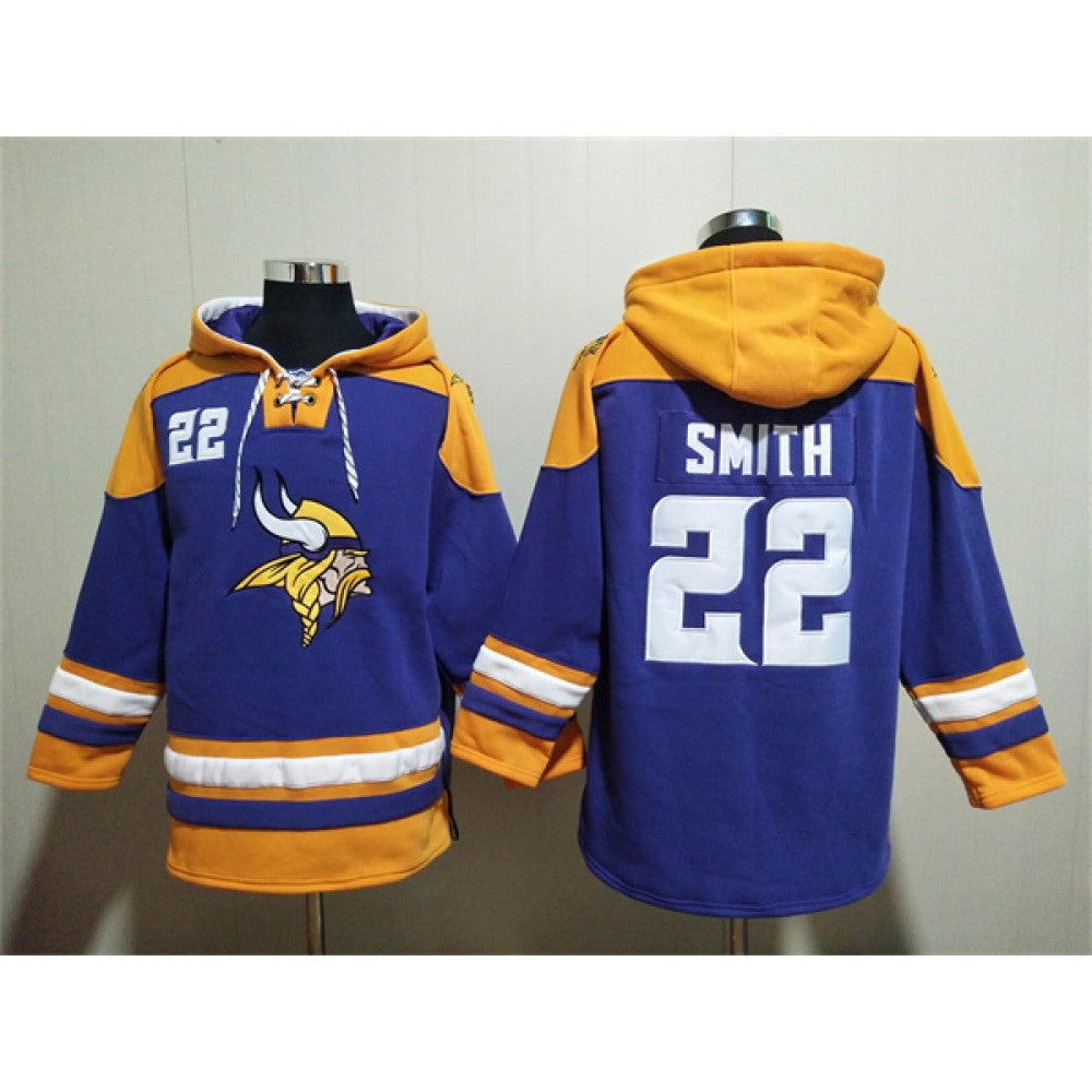 Men's Minnesota Vikings #22 Harrison Smith Purple/Yellow Ageless Must-Have Lace-Up Pullover Hoodie 