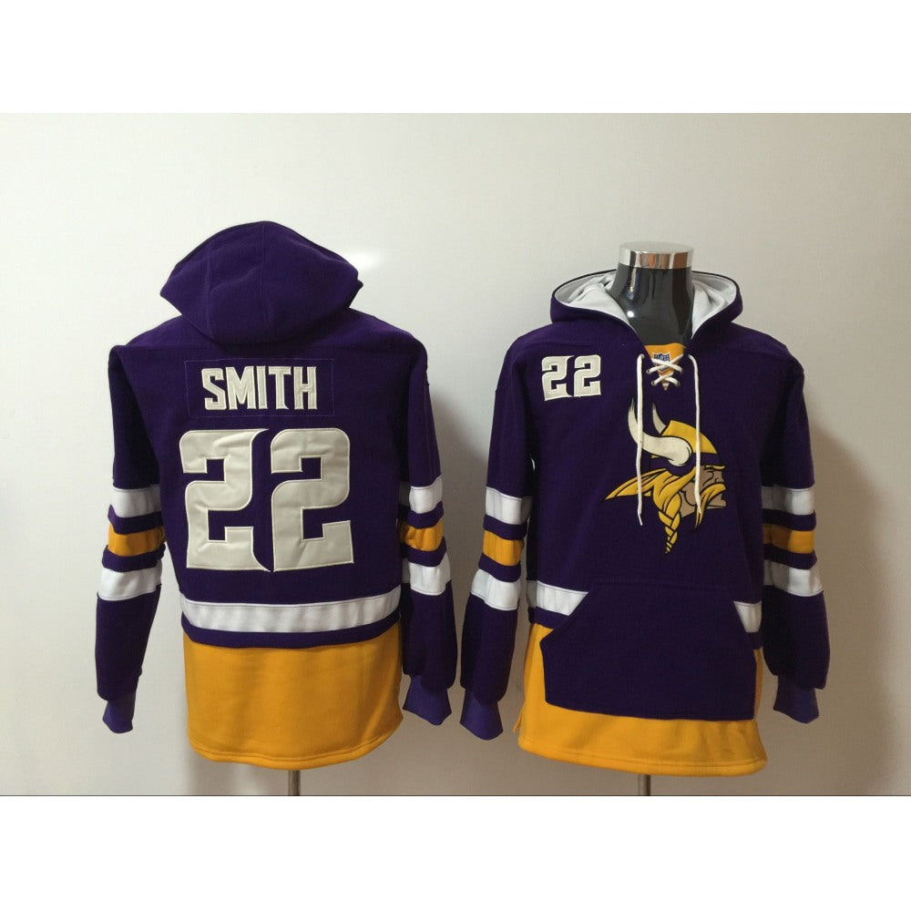 Men's Minnesota Vikings #22 Harrison Smith Purple All Stitched NFL Hoodie Sweatshirt 