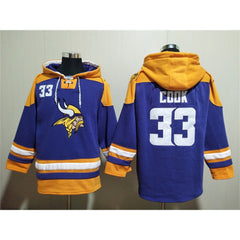 Men's Minnesota Vikings #33 Dalvin Cook Purple/Yellow Ageless Must-Have Lace-Up Pullover Hoodie 