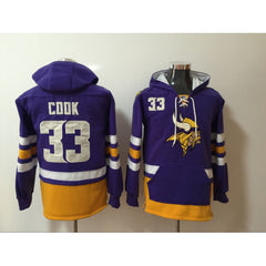 Men's Minnesota Vikings #33 Dalvin Cook Purple All Stitched NFL Hoodie Sweatshirt 