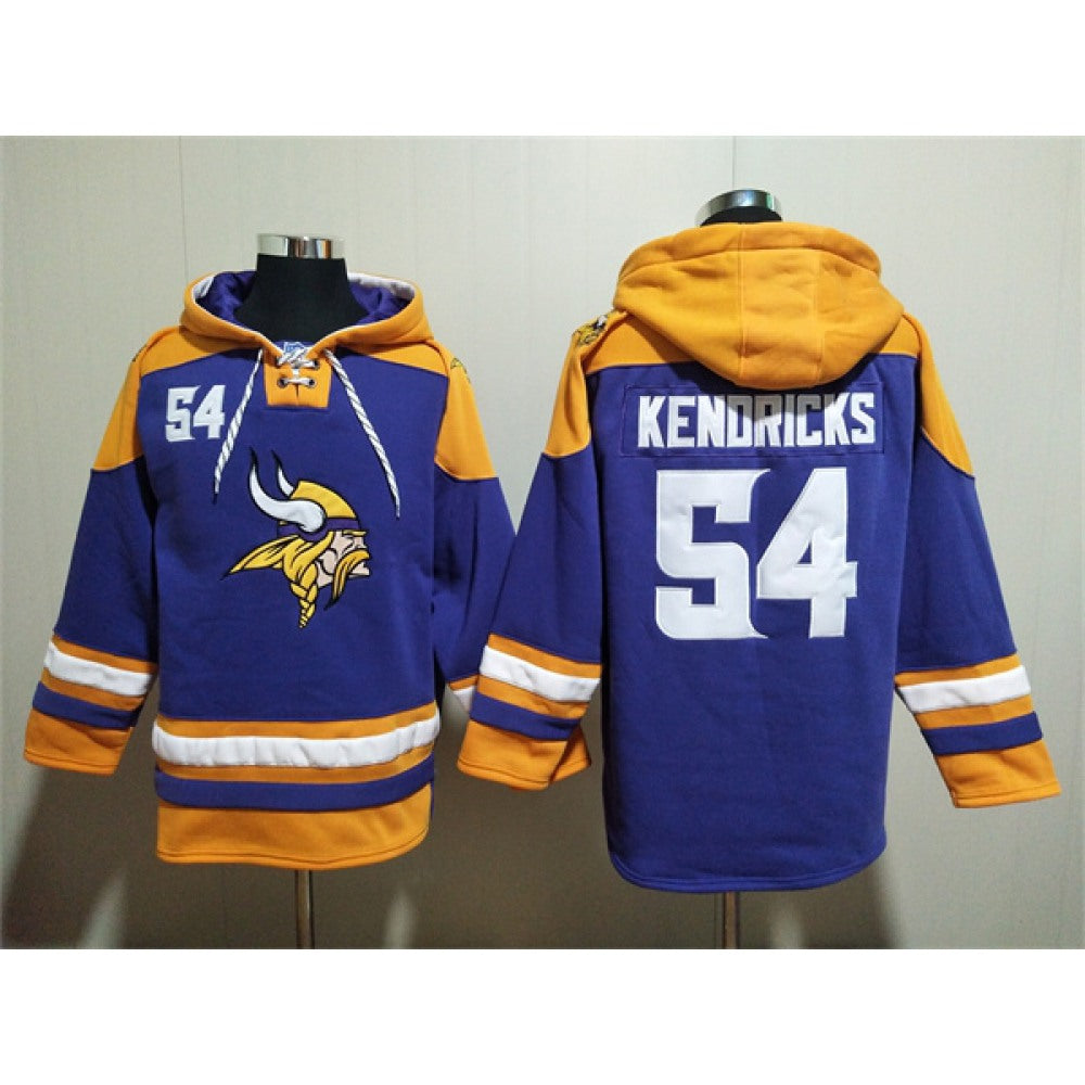 Men's Minnesota Vikings #54 Eric Kendricks Purple/Yellow Ageless Must-Have Lace-Up Pullover Hoodie 
