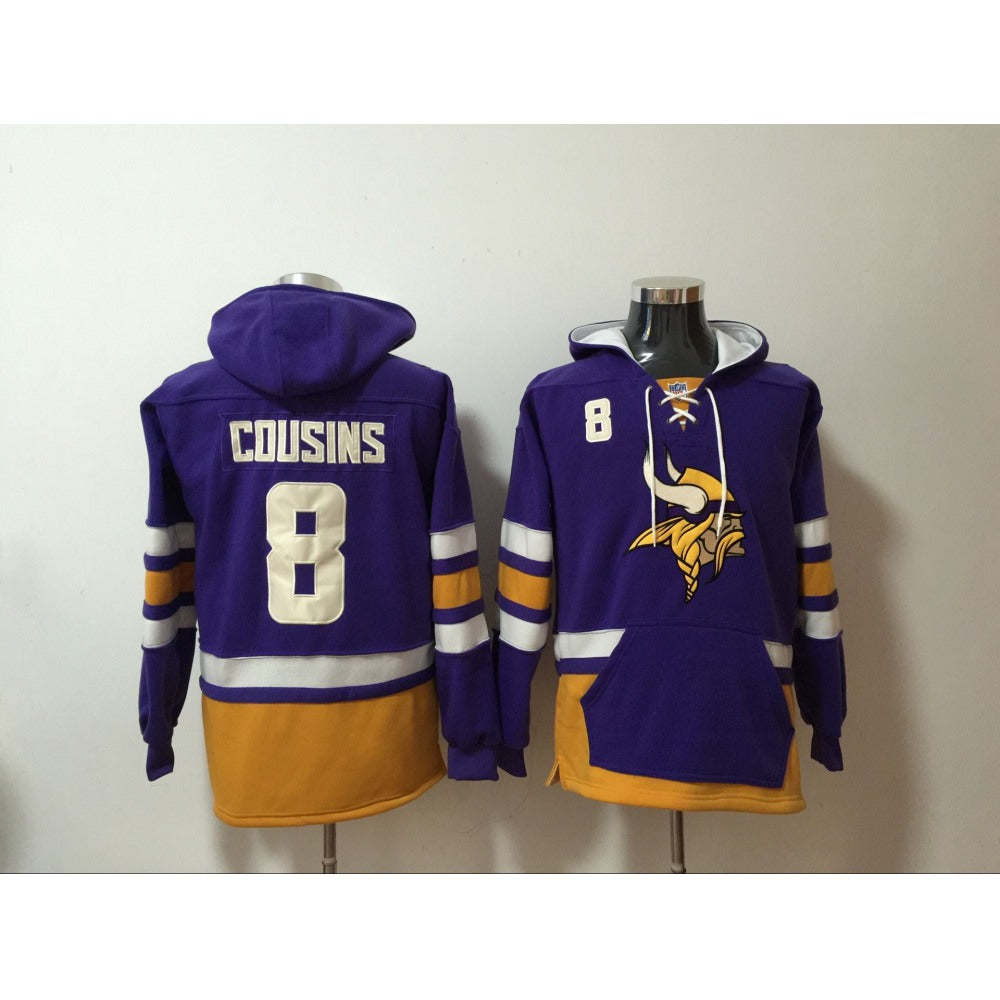 Men's Minnesota Vikings #8 Kirk Cousins Purple All Stitched NFL Hoodie Sweatshirt 