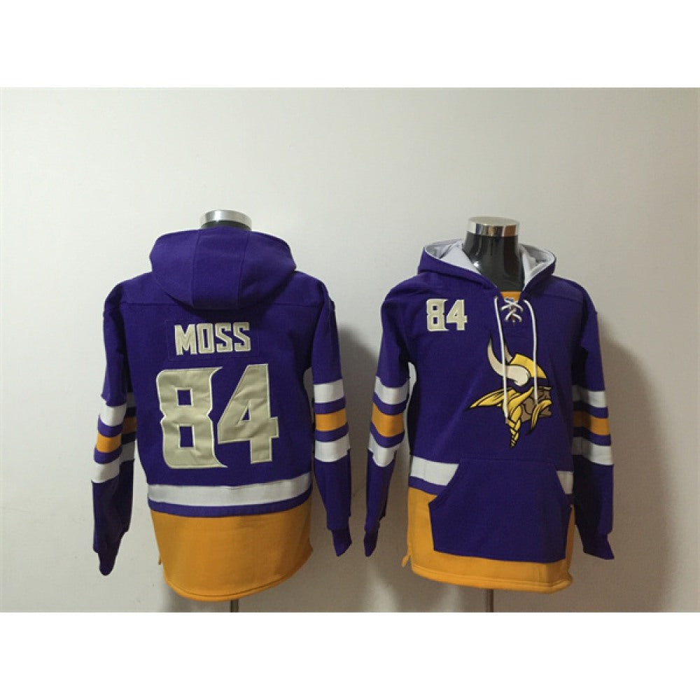 Men's Minnesota Vikings #84 Randy Moss Purple Ageless Must-Have Lace-Up Pullover Hoodie 