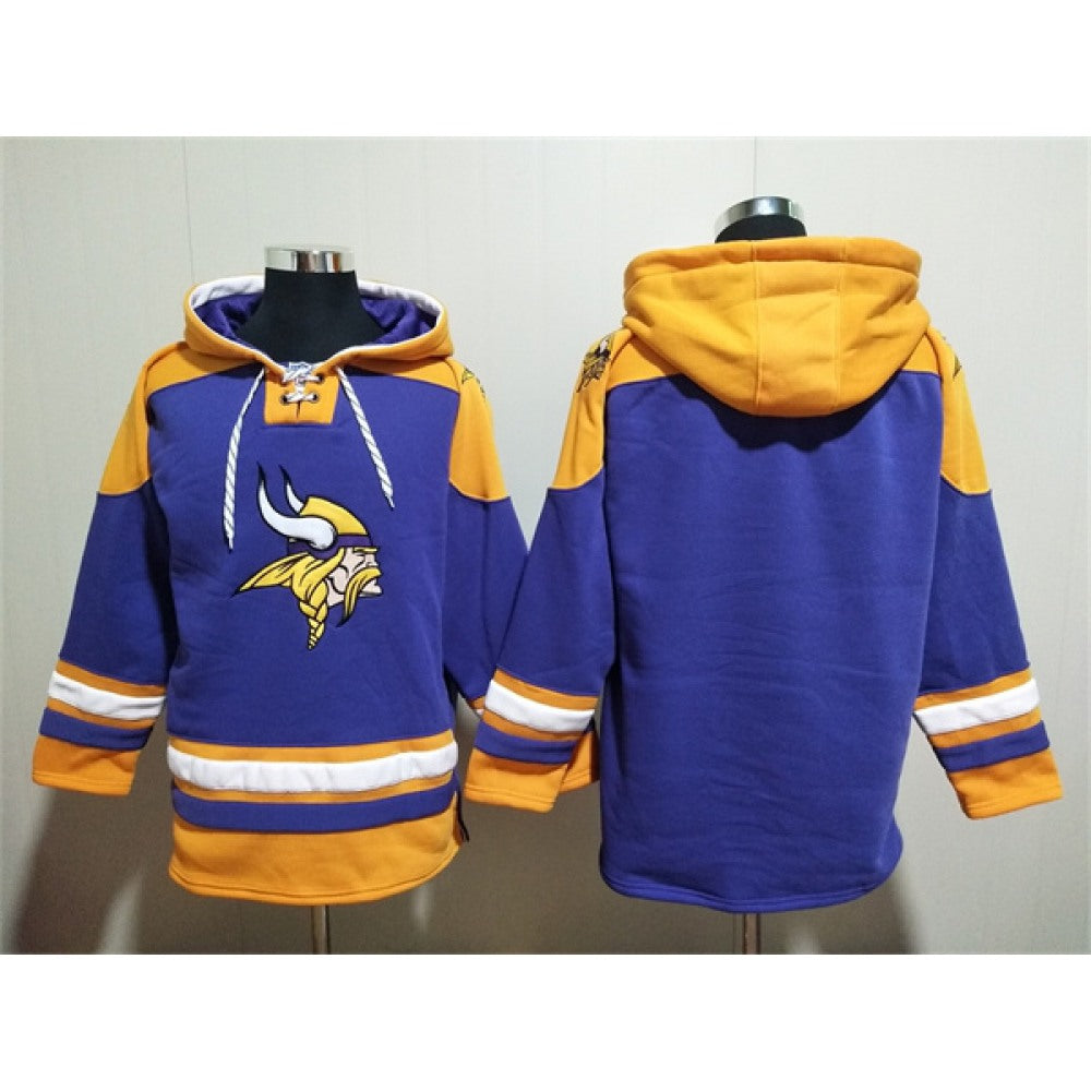 Men's Minnesota Vikings Blank Purple/Yellow Ageless Must-Have Lace-Up Pullover Hoodie 