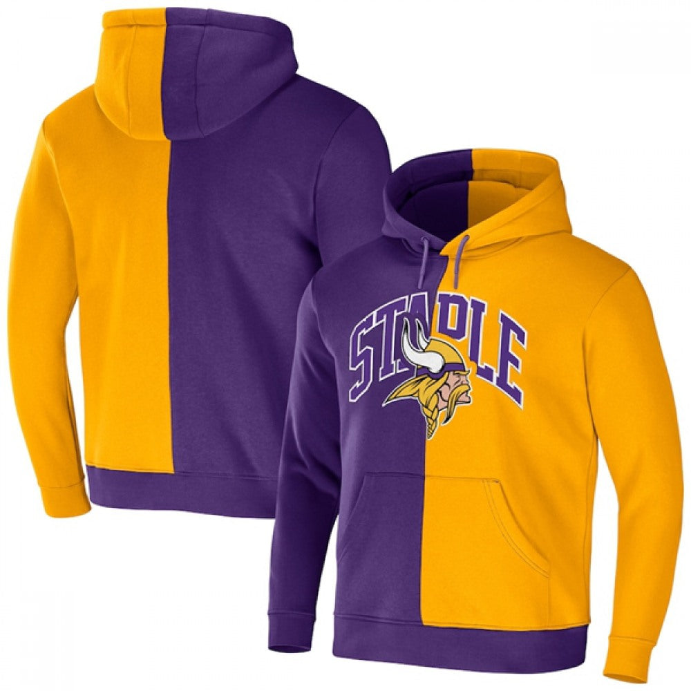 Men's Minnesota Vikings Purple/Gold Split Logo Pullover Hoodie 