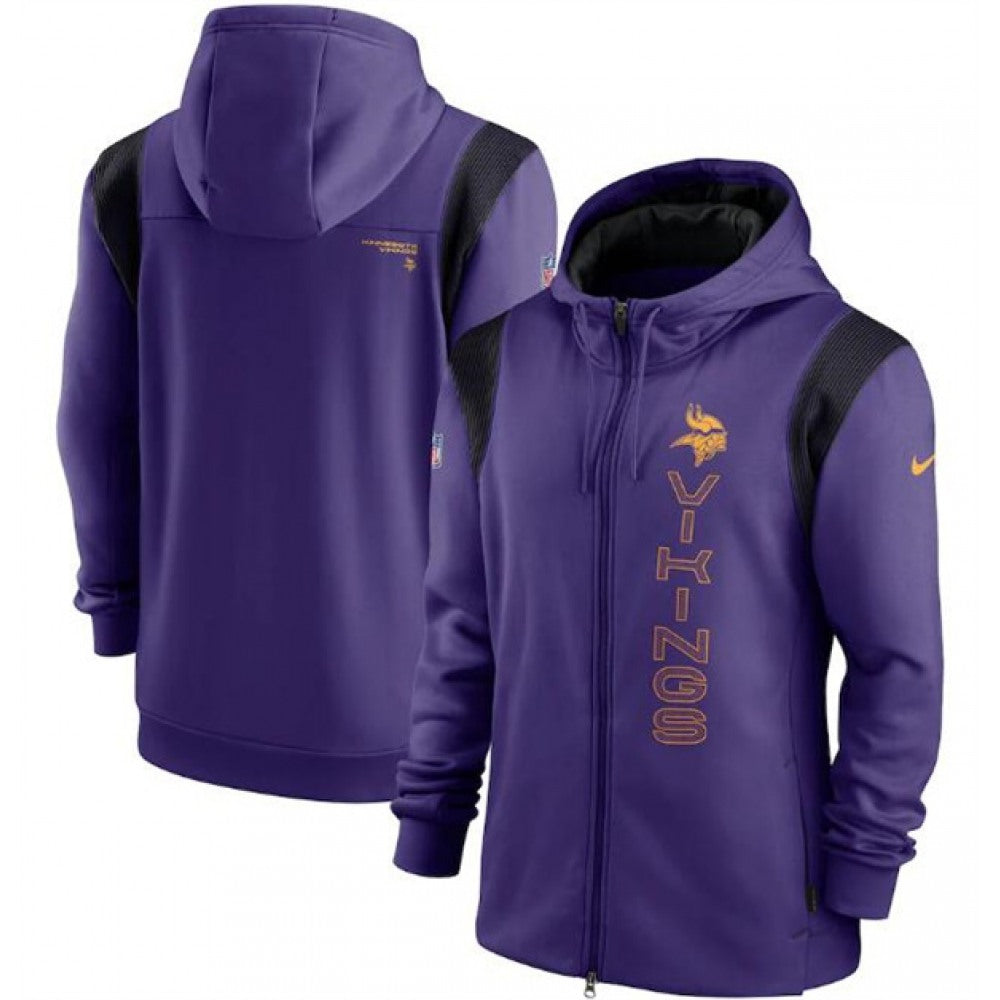 Men's Minnesota Vikings 2021 Purple Sideline Team Performance Full-Zip Hoodie 