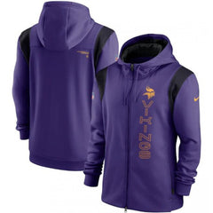 Men's Minnesota Vikings 2021 Purple Sideline Team Performance Full-Zip Hoodie 