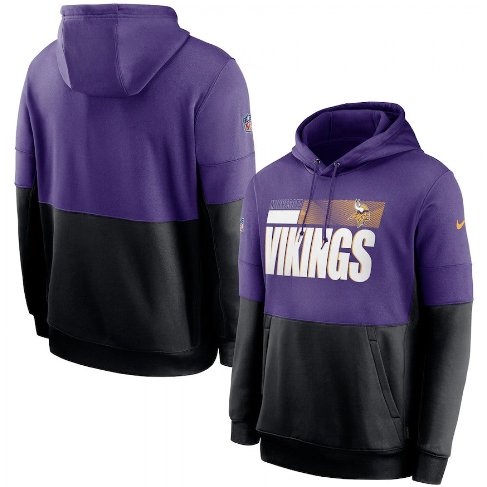 Men's Minnesota Vikings Purple/Black Sideline Impact Lockup Performance Pullover Hoodie 
