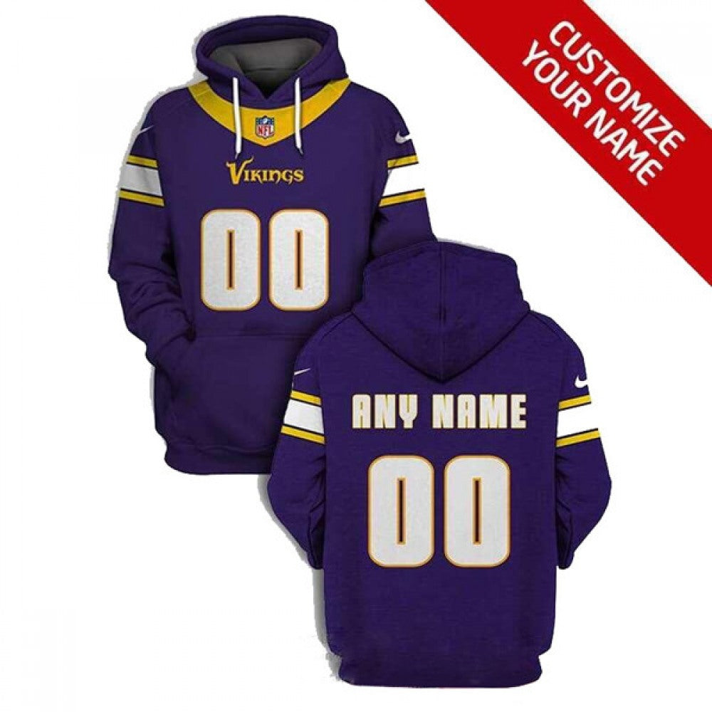Men's Minnesota Vikings Customized Purple To Service Sideline Performance Pullover Hoodie 