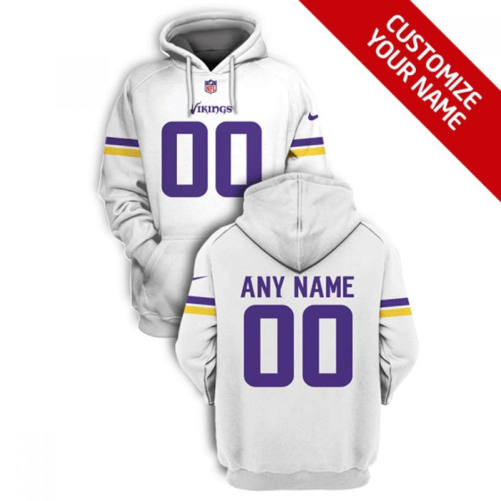Men's Minnesota Vikings Active Player Custom 2021 White Pullover Hoodie 