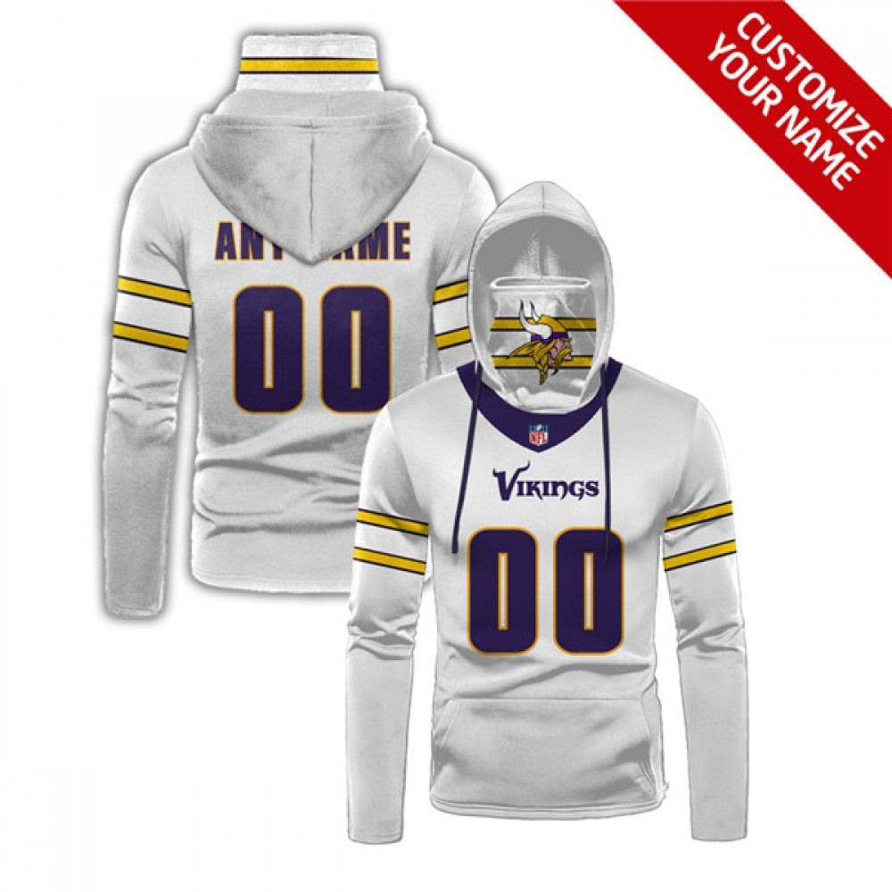 Men's Minnesota Vikings White Customize Stitched Hoodies Mask 2020 