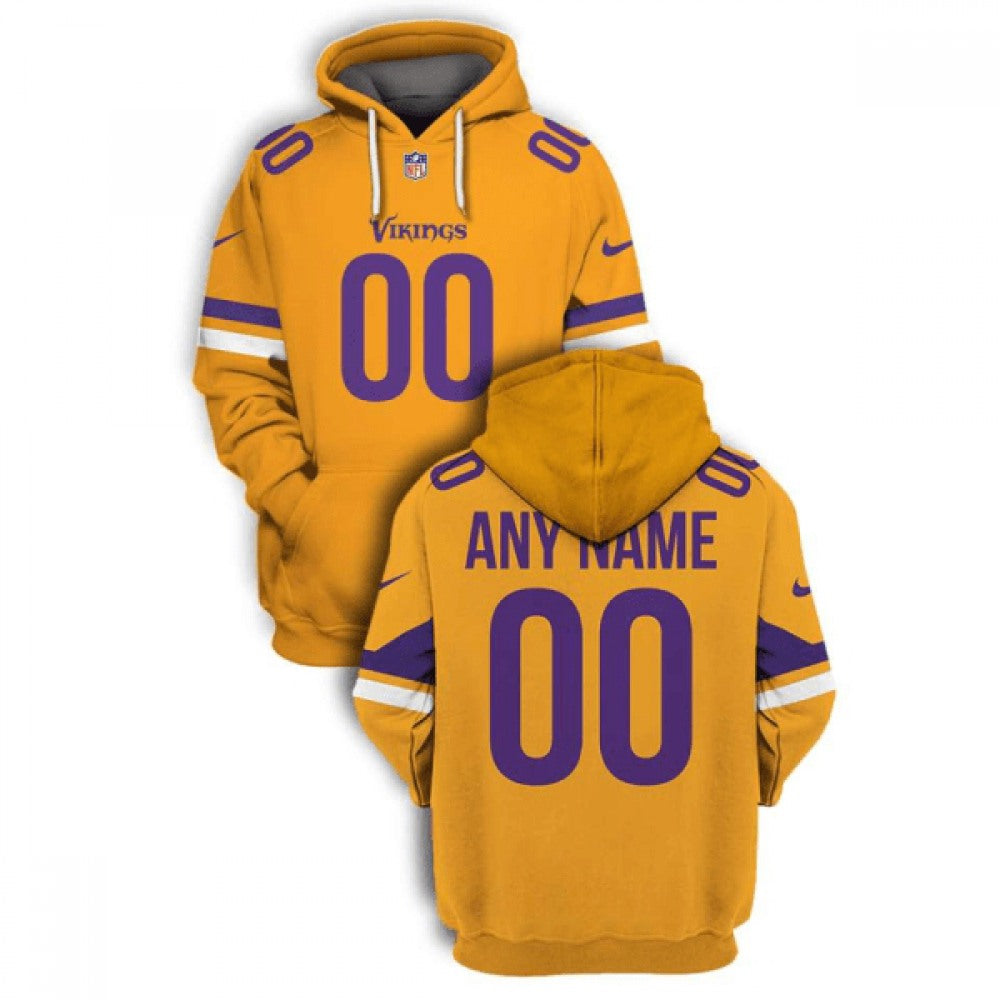 Men's Minnesota Vikings Active Player Custom 2021 Yellow Color Rush Pullover Hoodie 