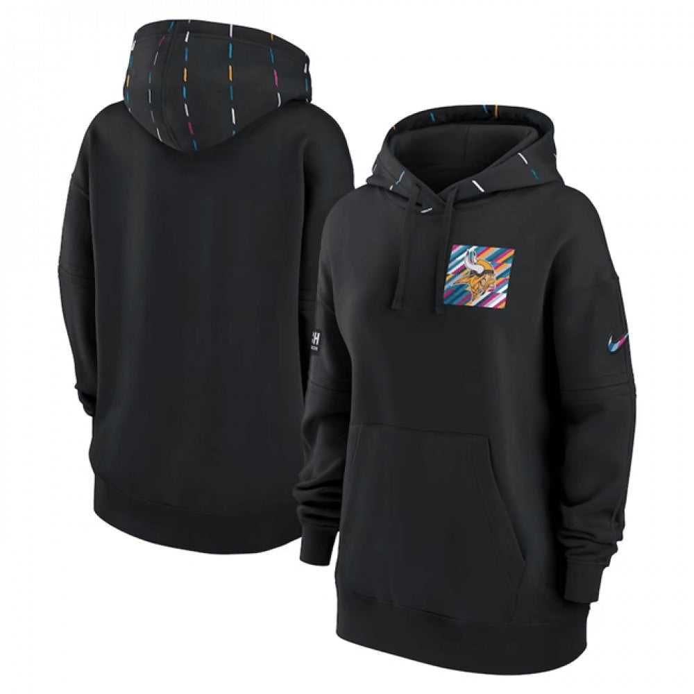 Women's Minnesota Vikings Black 2023 Crucial Catch Club Pullover Hoodie(Run Small) 