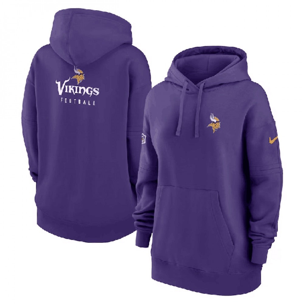 Women's Minnesota Vikings Purple Sideline Club Fleece Pullover Hoodie(Run Small) 