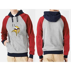 Minnesota Vikings Logo Pullover Hoodie Grey & Red 