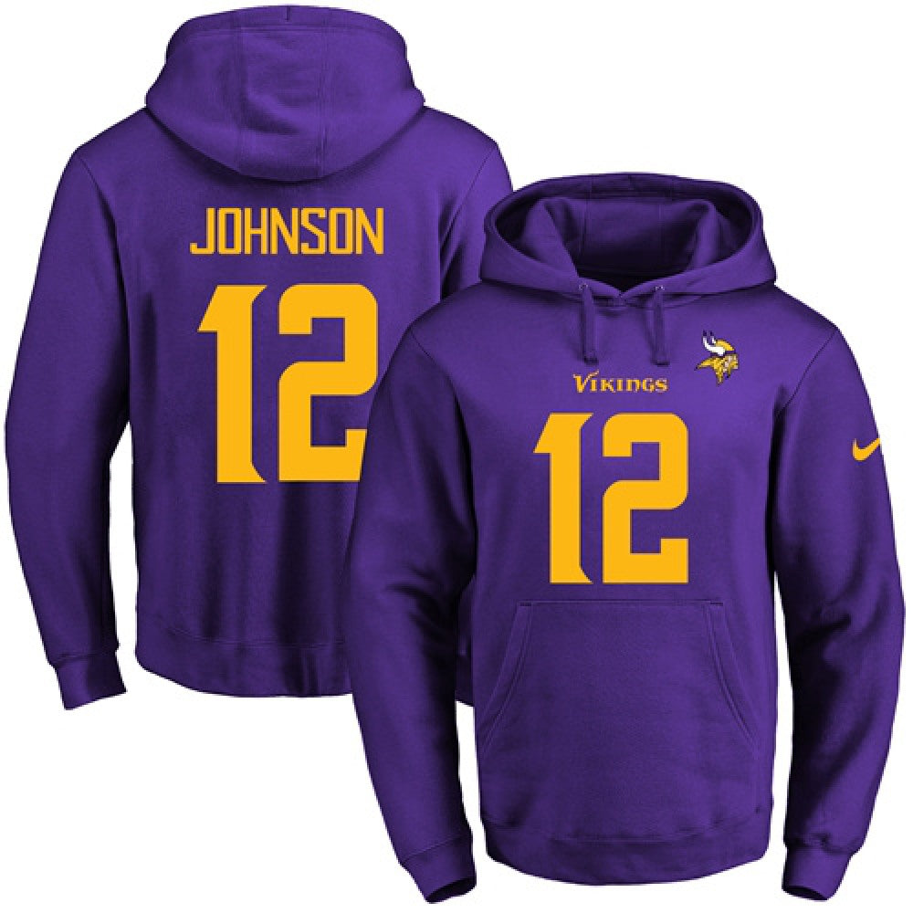 Vikings #12 Charles Johnson Purple(Gold No.) Name & Number Pullover NFL Hoodie 