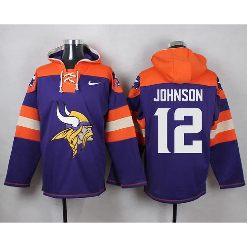 Vikings #12 Charles Johnson Purple Player Pullover NFL Hoodie 