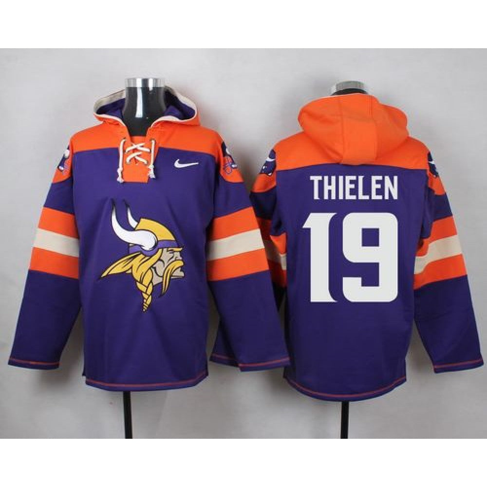 Vikings #19 Adam Thielen Purple Player Pullover NFL Hoodie 