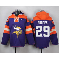 Vikings #29 Xavier Rhodes Purple Player Pullover NFL Hoodie 