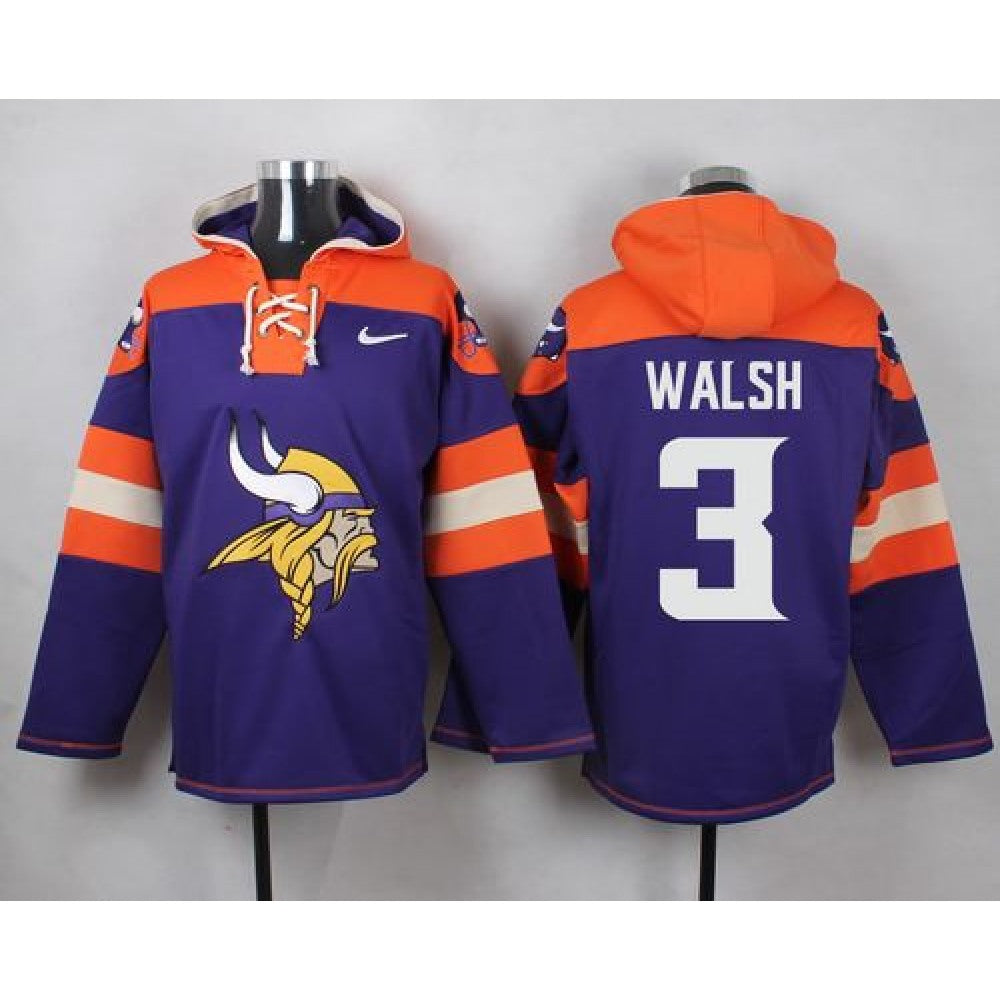 Vikings #3 Blair Walsh Purple Player Pullover NFL Hoodie 
