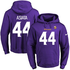 Vikings #44 Matt Asiata Purple Name & Number Pullover NFL Hoodie 