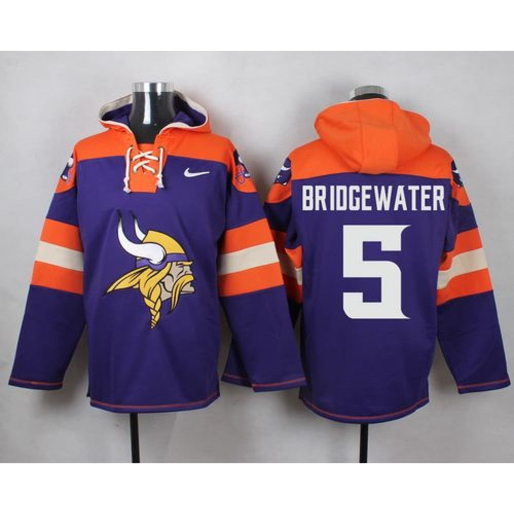 Vikings #5 Teddy Bridgewater Purple Player Pullover NFL Hoodie 