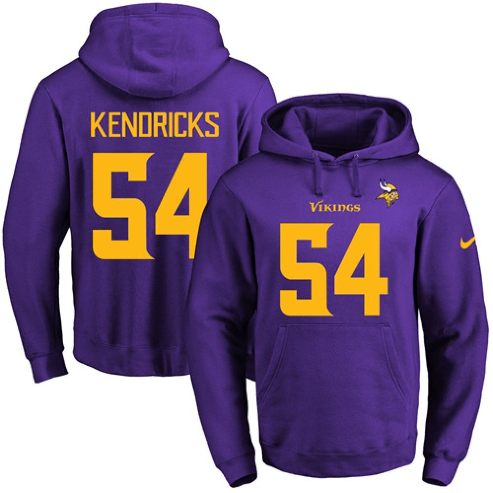 Vikings #54 Eric Kendricks Purple(Gold No.) Name & Number Pullover NFL Hoodie 