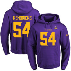 Vikings #54 Eric Kendricks Purple(Gold No.) Name & Number Pullover NFL Hoodie 