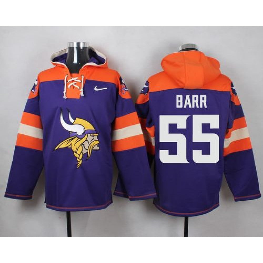 Vikings #55 Anthony Barr Purple Player Pullover NFL Hoodie 