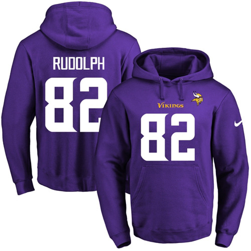 Vikings #82 Kyle Rudolph Purple Name & Number Pullover NFL Hoodie 