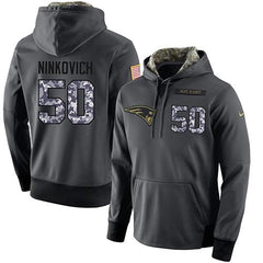 NFL Men's New England Patriots #50 Rob Ninkovich Stitched Black Anthracite Salute to Service Player Performance Hoodie 