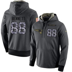 NFL Men's New England Patriots #88 Martellus Bennett Stitched Black Anthracite Salute to Service Player Performance Hoodie 