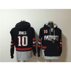 Men's New England Patriots #10 Mac Jones Black Ageless Must-Have Lace-Up Pullover Hoodie 