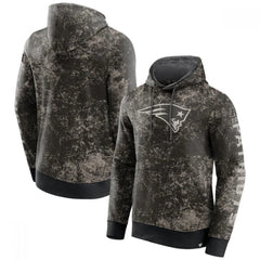 Men's New England Patriots Black/Gray Blackout Tonal Pullover Hoodie 