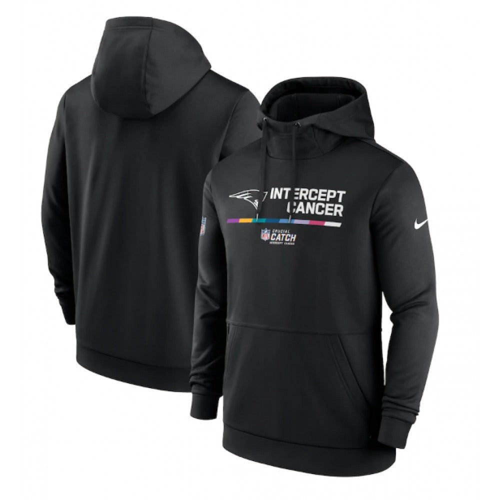 Men's New England Patriots 2022 Black Crucial Catch Therma Performance Pullover Hoodie 