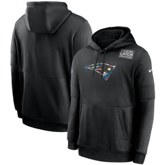 Men's New England Patriots 2020 Black Crucial Catch Sideline Performance Pullover Hoodie 