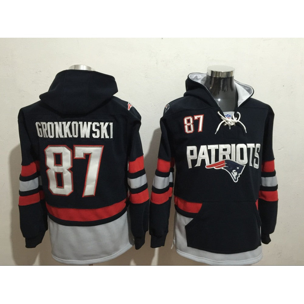Men's New England Patriots #87 Rob Gronkowski Blue All Stitched NFL Hoodie Sweatshirt 