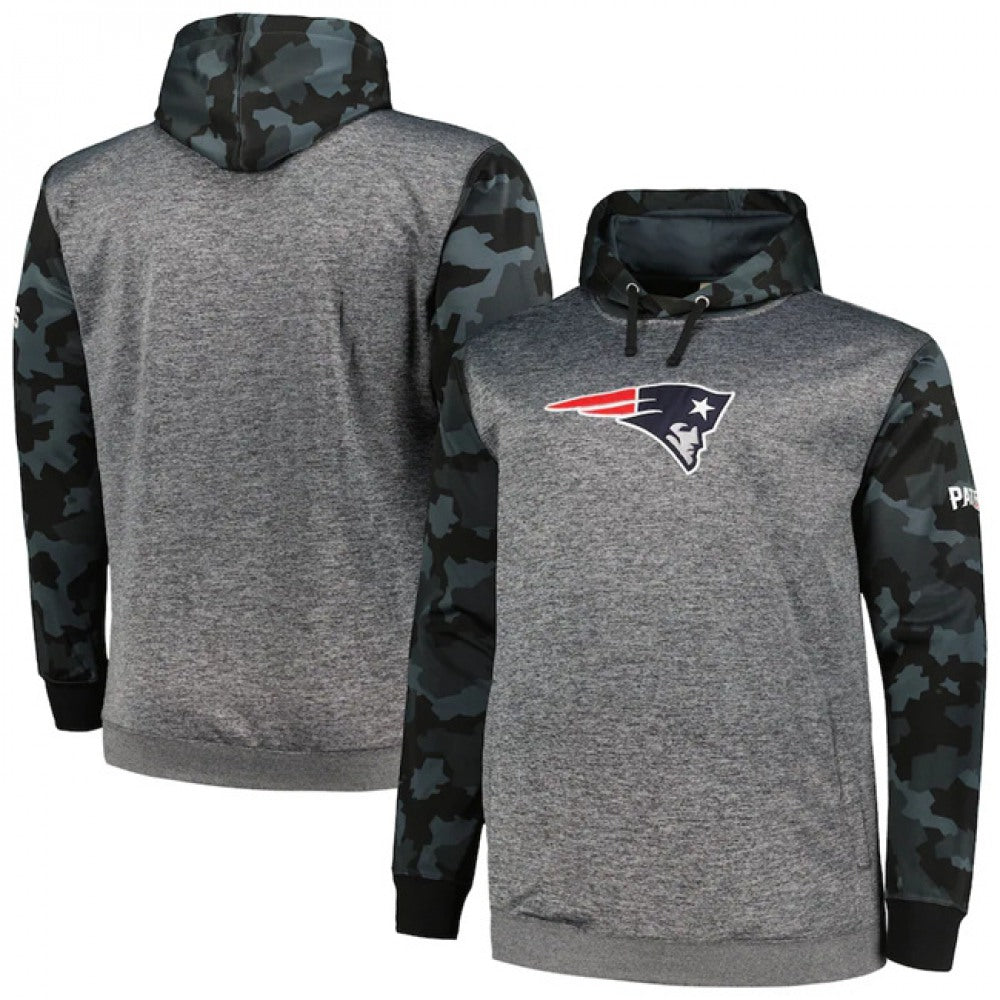 Men's New England Patriots Heather Charcoal Big & Tall Camo Pullover Hoodie 