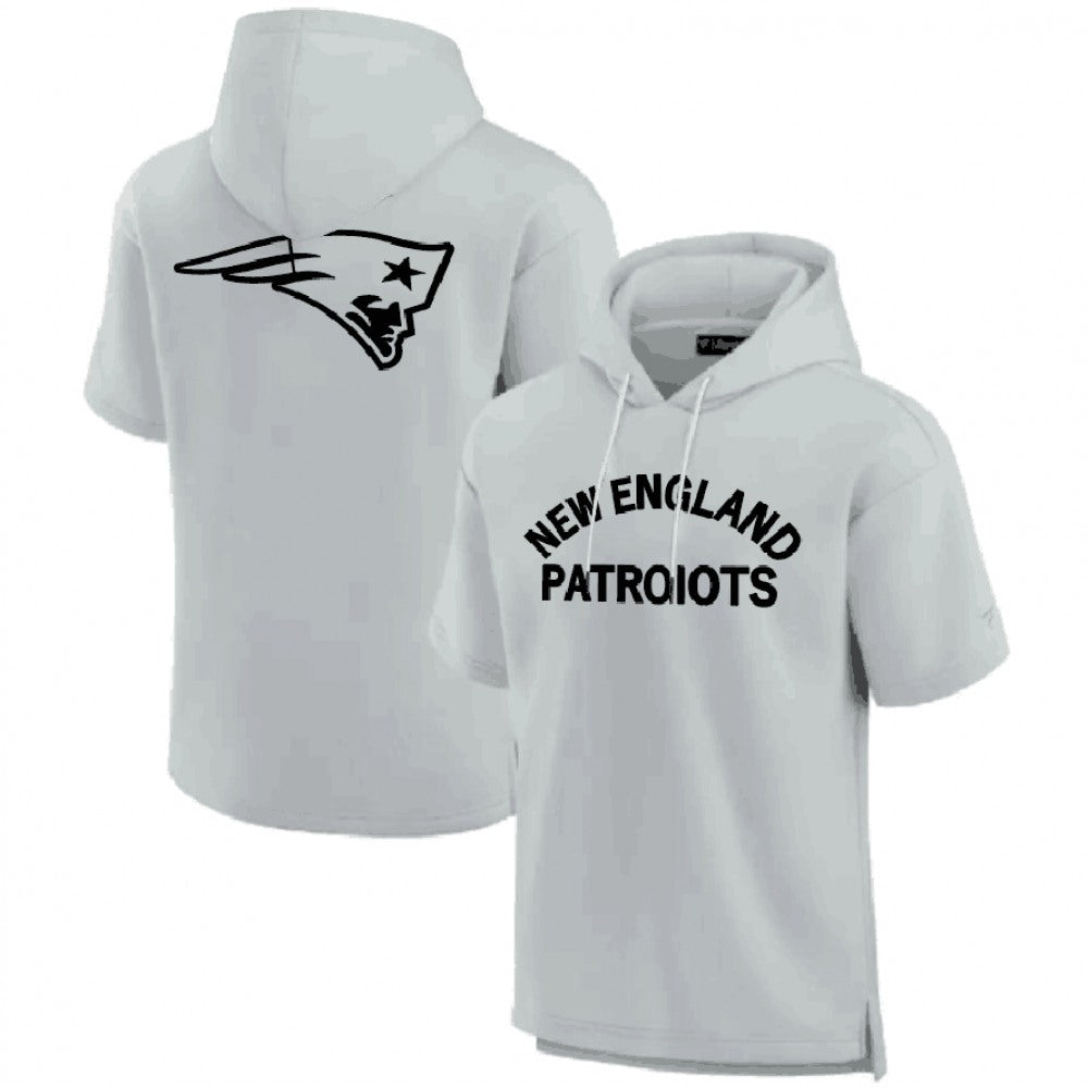 Men's New England Patriots Gray Super Soft Fleece Short Sleeve Hoodie 