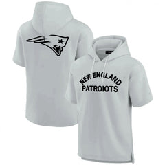Men's New England Patriots Gray Super Soft Fleece Short Sleeve Hoodie 