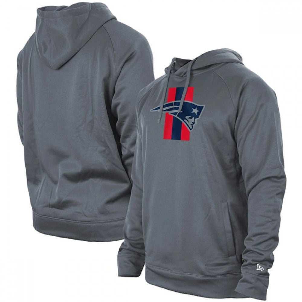 Men's New England Patriots Gray New Era Training Camp Raglan Pullover Hoodie 