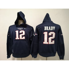 Men's New England Patriots #12 Tom Brady Navy Pullover Hoodie 