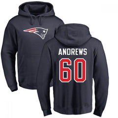 Men's New England Patriots #60 David Andrews 2019 Navy Blue Pullover Hoodie 