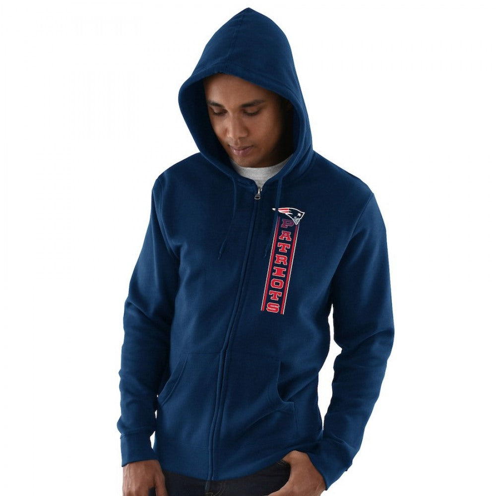 Men's New England Patriots Navy Hook and Ladder Full-Zip NFL Hoodie 